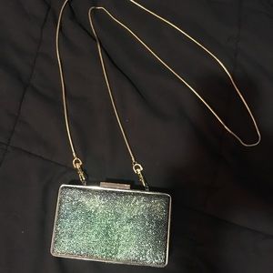 French Connection Green/Gold Metallic Crossbody